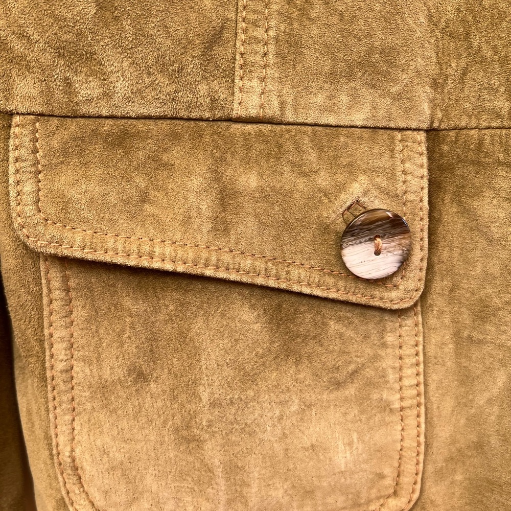 B Collection Green Genuine Leather Jacket Blazer Button Front Size L - Picture 5 of 6